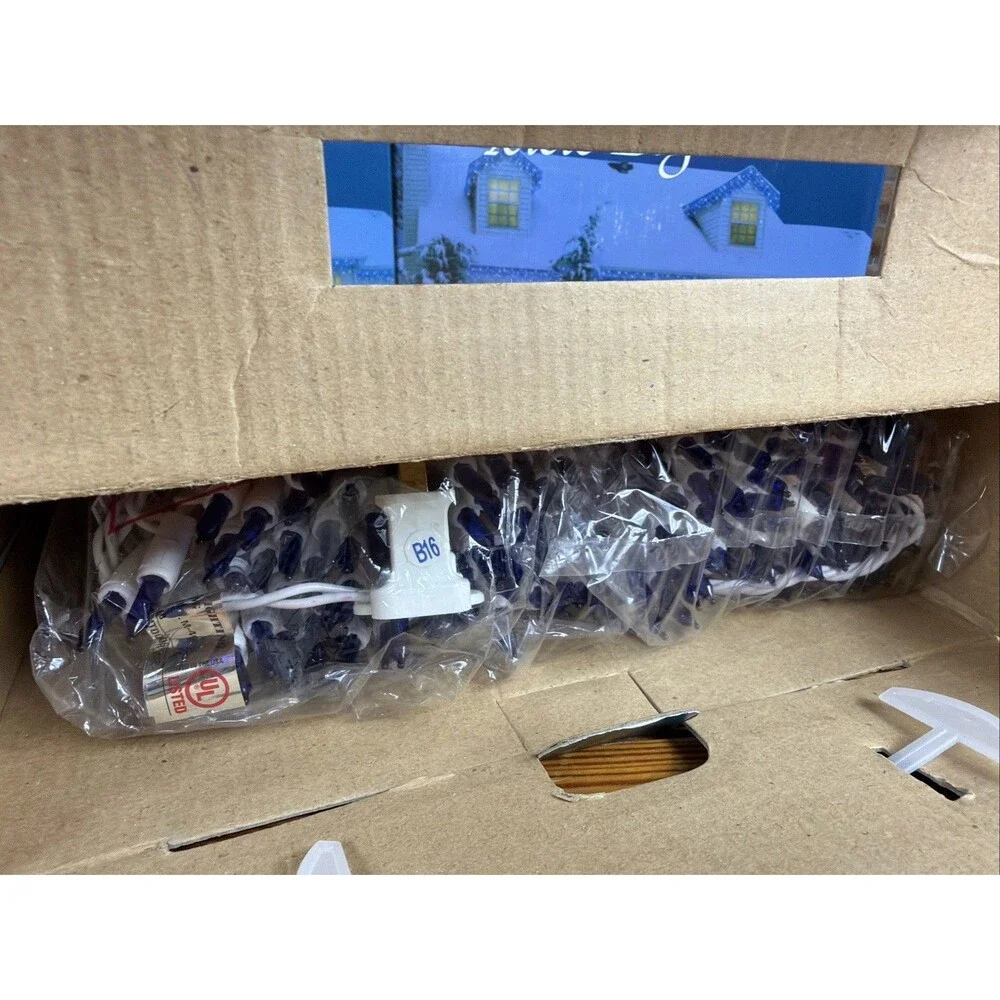 300 Blue Icicle Lights ~ White Wire Christmas Collection LOT of 3-NEW!